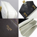 CELINE Shoulder Bag C Medium Leather White Black Gold Women's w0669a