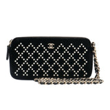 CHANEL Velor Pearl Matelasse Wallet Chain Women's BRB10010000013403