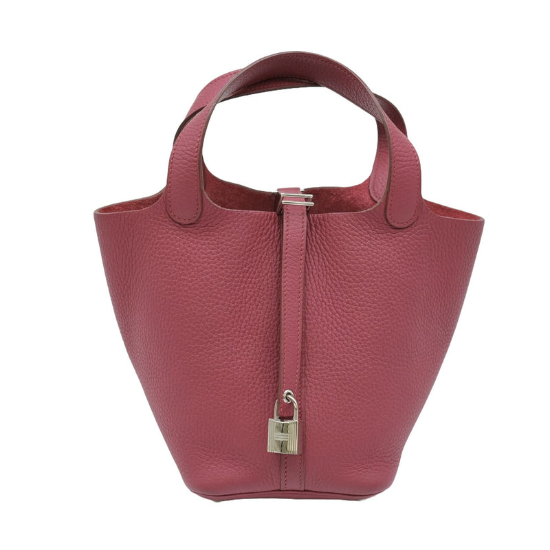 HERMES Picotin Lock PM Handbag Tote Bag Leather Rouge H