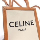 CELINE Vertical Cabas Handbag Bag Canvas Leather Women's Ivory Brown 193302BNZ02NT