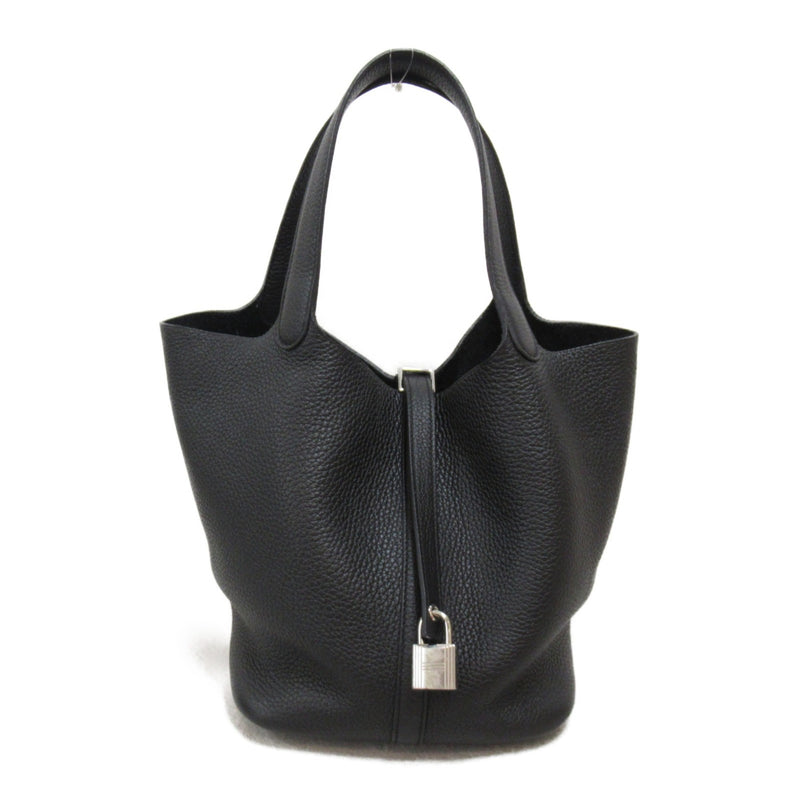 HERMES Picotin Lock MM Tote Bag Black Taurillon Clemence leather