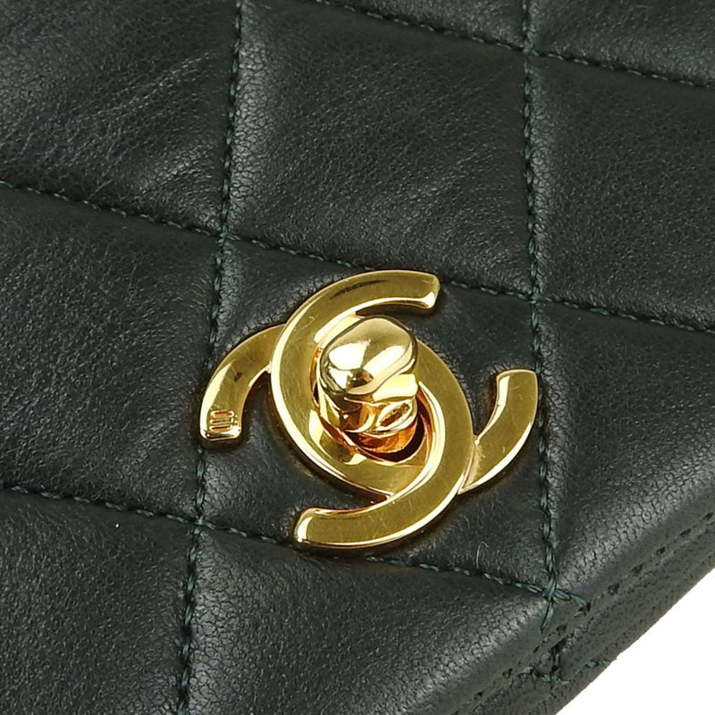 CHANEL Shoulder Bag Matelasse Lambskin Olive Green Single Flap