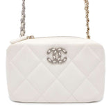 Chanel Chain Shoulder Bag 19 Matelasse Coco Mark Lambskin CHANEL White