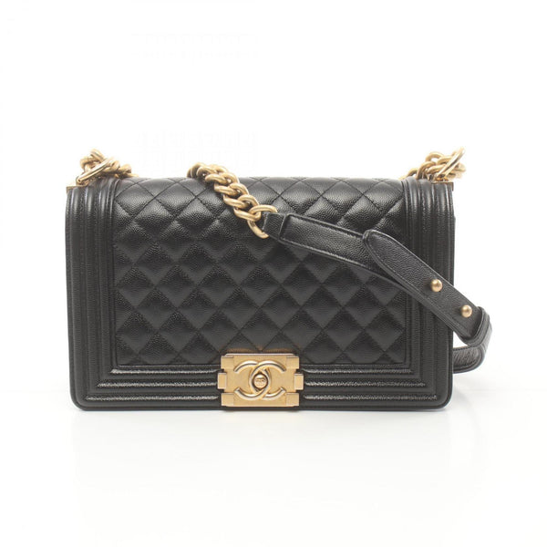 CHANEL Boy Chanel Shoulder Bag Caviar Skin Women's Black