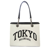 Balenciaga TOKYO Duty Free Shopping Bag 759941 Women's Leather,Canvas Tote Bag Black,Off-white