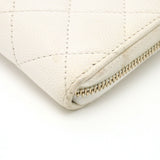 CHANEL Chanel Matelasse Coco Mark Small Zip Wallet Round Caviar Skin Leather White AP0226