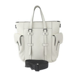 LOUIS VUITTON Louis Vuitton Christopher Tote Bag M58477 Taurillon Leather Blanc White Matte Black Hardware Shoulder