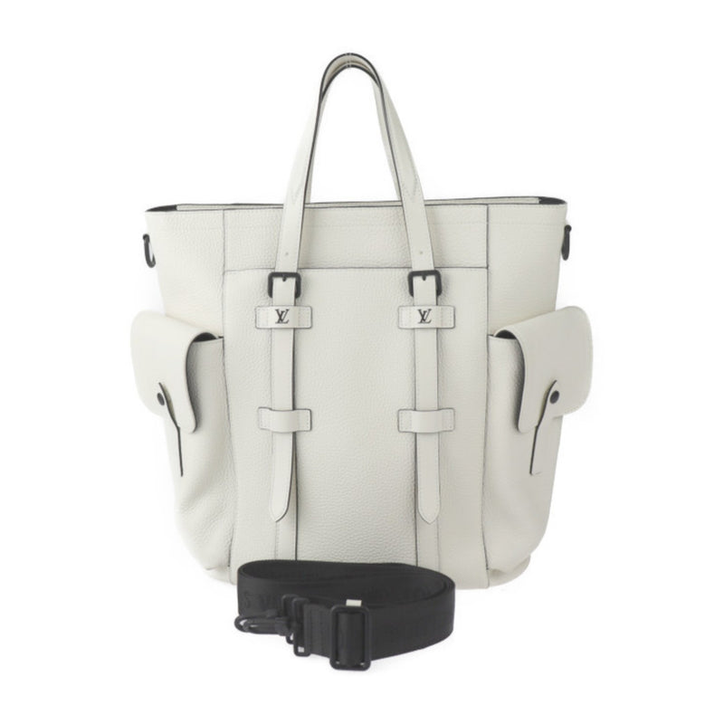 LOUIS VUITTON Louis Vuitton Christopher Tote Bag M58477 Taurillon Leather Blanc White Matte Black Hardware Shoulder