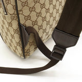 GUCCI GG Canvas Rucksack Backpack Daypack Leather Khaki Beige Dark Brown 449906