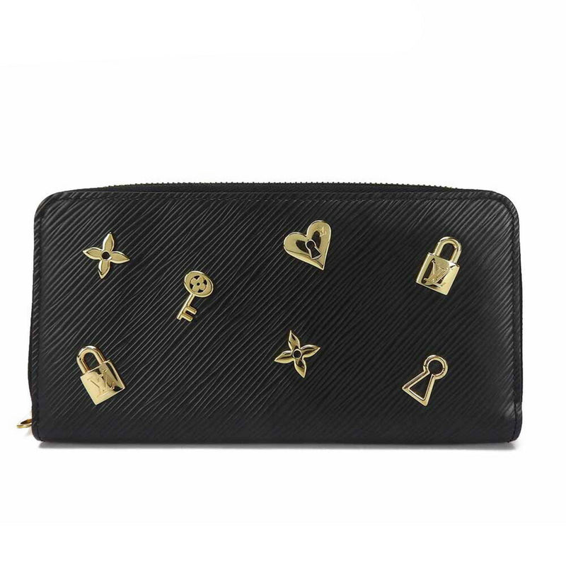 Louis Vuitton Long Wallet Lovelock Zippy Epi Noir Round Black LOUIS VUITTON M63991 Women's LV Leather Zip Around Gold