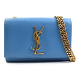 Saint Laurent SAINT LAURENT Crossbody Shoulder Bag Leather/Metal Light Blue/Gold Women's