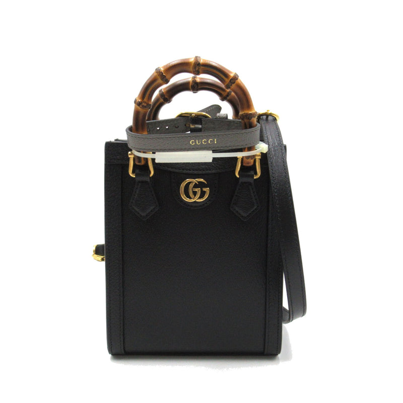 GUCCI Diana Mini Tote Bag Black leather 739079DJ24T1092