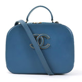 CHANEL Shoulder Bag Coco Mark Leather Blue Ladies