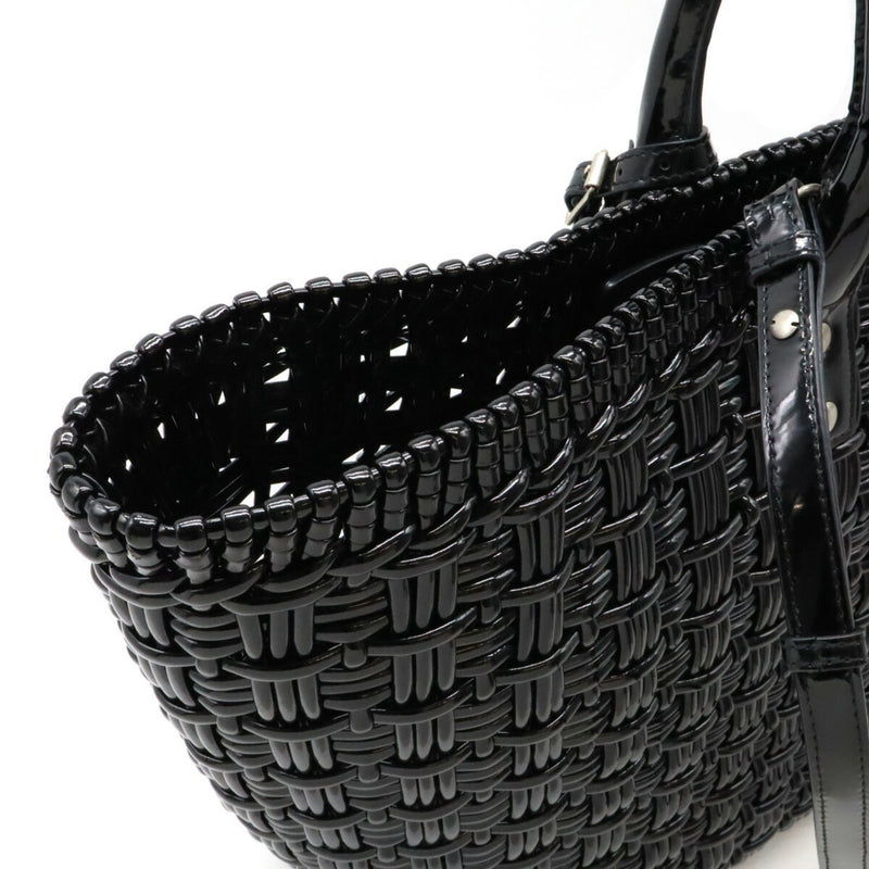 BALENCIAGA Bistro Basket Bag, Handbag, Shoulder Vinyl, Black, 671346