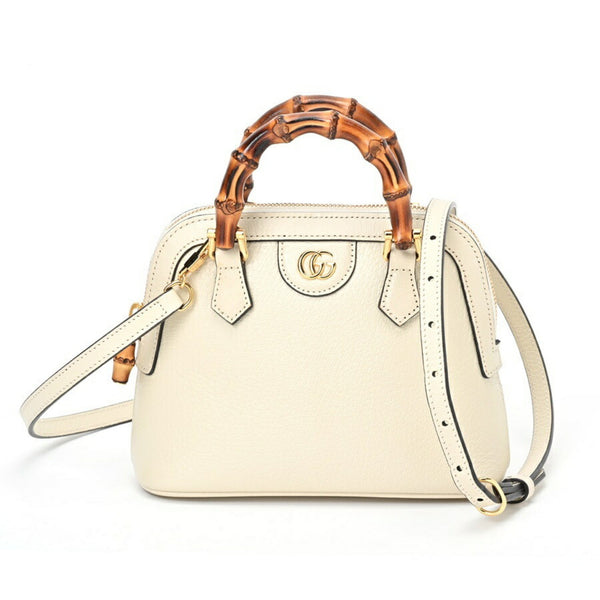 GUCCI Diana Tote Bag 715775 Leather Bamboo Ivory S-156278