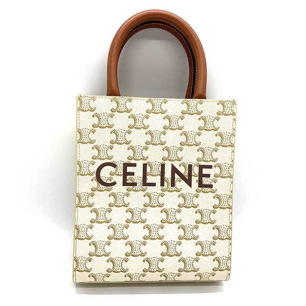 CELINE Bag Vertical Cabas White Triomphe Shoulder Hand Ladies