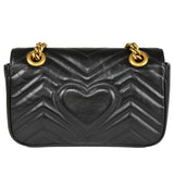 GUCCI GG Marmont Quilted Bag Shoulder Leather 446744 Black Women's