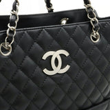 CHANEL Chanel Matelasse Coco Mark Chain Tote Bag Shoulder Leather Black