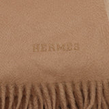 HERMES Hermes Large Stole, Knee Blanket, Embroidered, 100% Cashmere, Camel, Brown