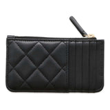 Chanel Business Card Holder/Card Case Matelasse Coco Mark Classic Zip Quilted Caviar Skin AP2570 Black