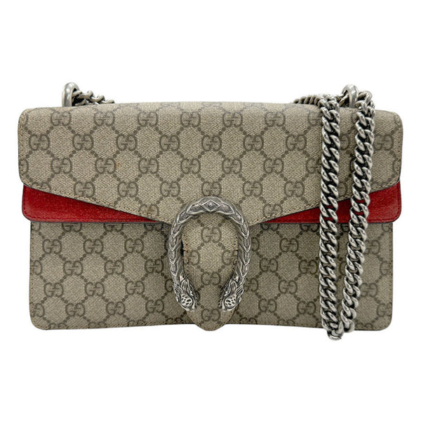 GUCCI Dionysus Shoulder Bag GG Supreme Canvas Brown x Red Women's 400249 z1776