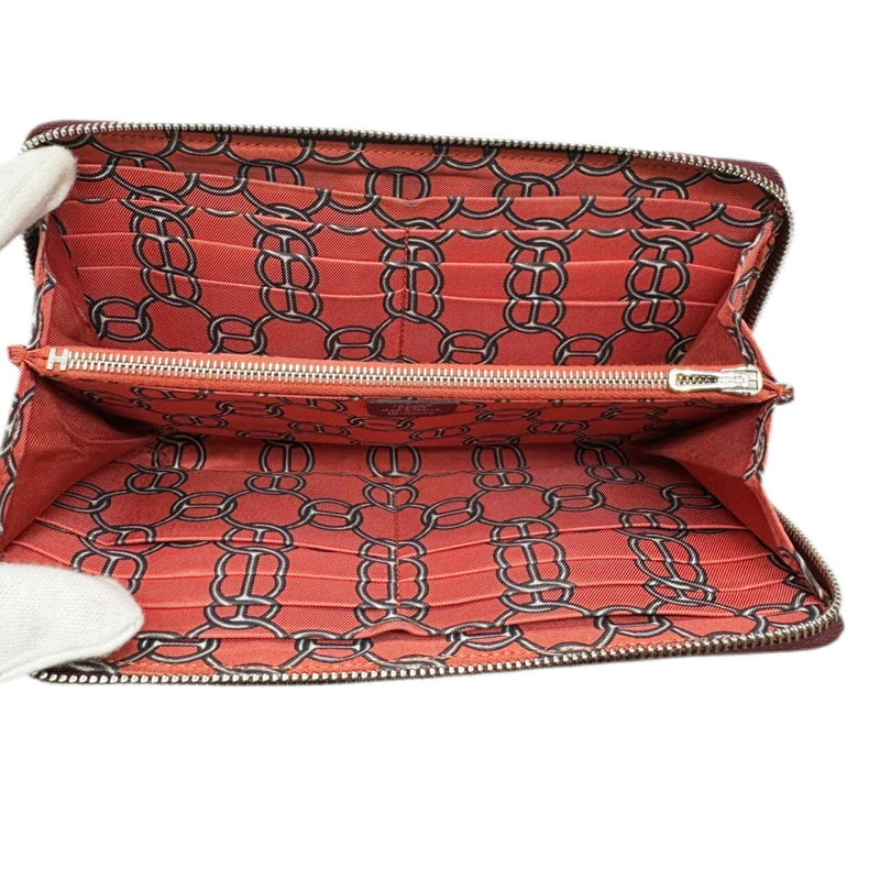 HERMES Azap Long Silk In Round Wallet Epson Rouge H □R engraved 2014 Women's Men's