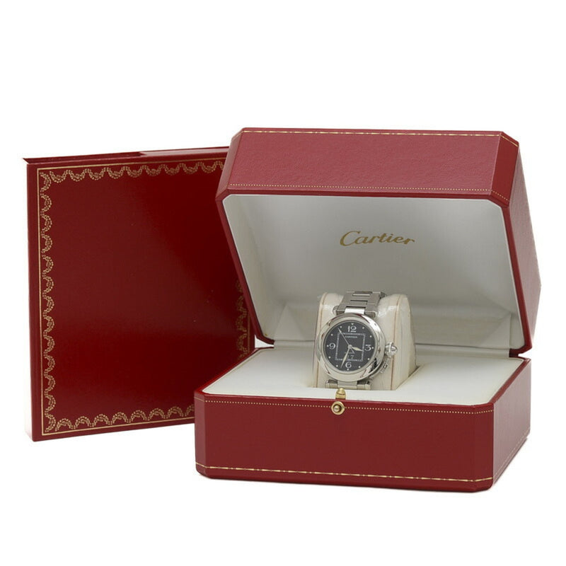 Cartier Pasha C Big Date Watch for Women, Black Dial, Stainless Steel, Automatic, W31053M7