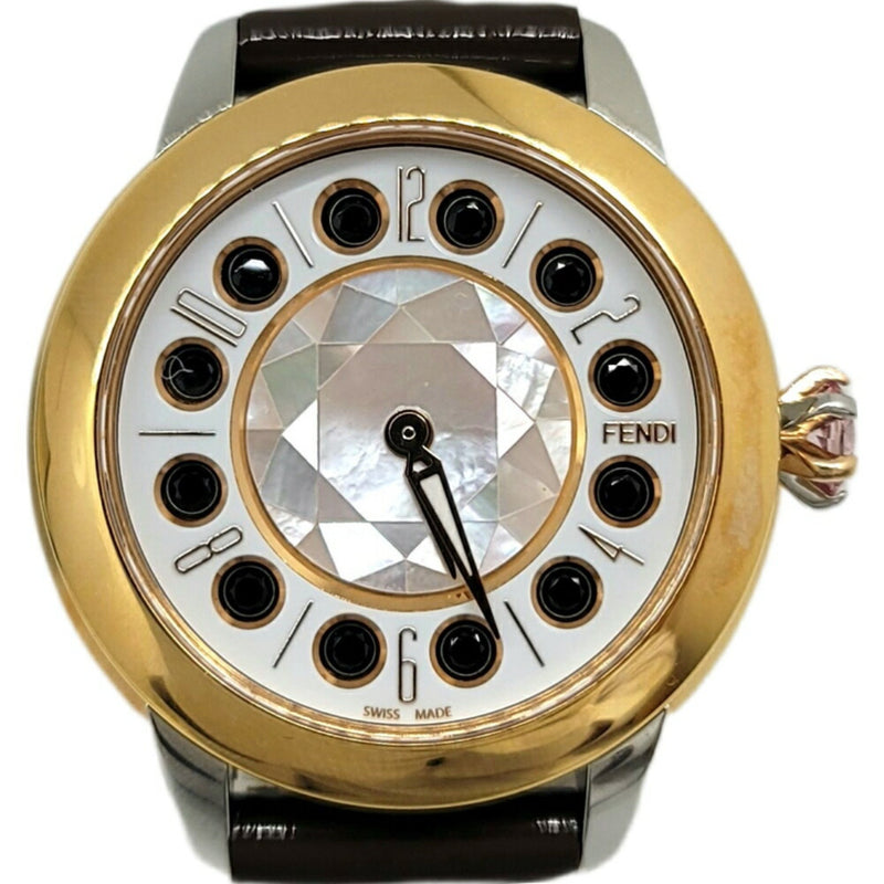 FENDI Fendi Eye Shine Enamel Belt SS 3 Colors Quartz Brown Watch Clock Fashionable Shell Black Spinel Topaz Women's