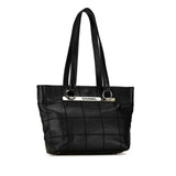 CHANEL Chocolate Bar Tote Bag Shoulder Black Caviar Skin Women's