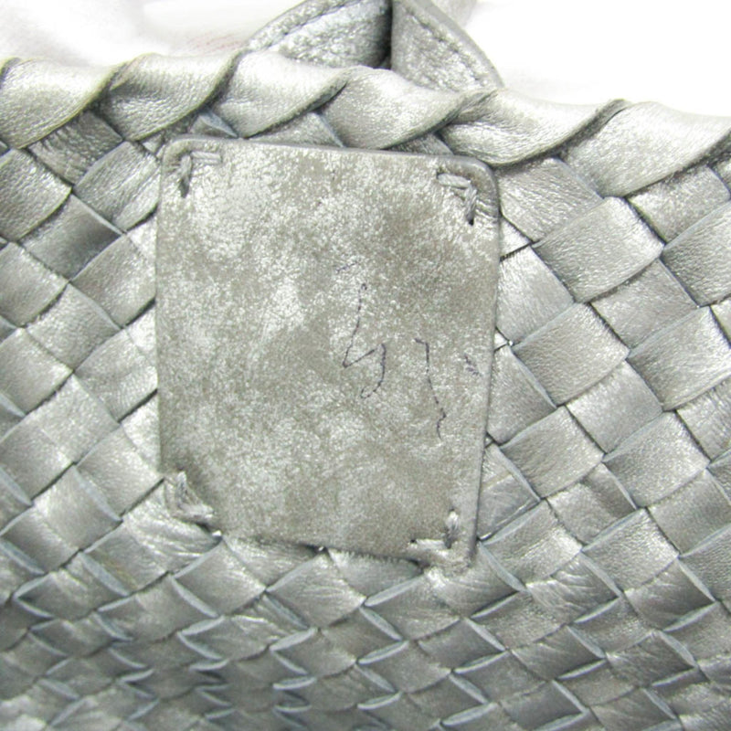 Bottega Veneta Intrecciato Cabas MM 115664 Women,Men Leather Tote Bag Silver