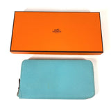 Hermes Azap Long Long wallet Zip Around Long Wallet Blue Atoll blue pink