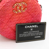 CHANEL Chanel CHANEL19 Round Chain Shoulder Pochette Tweed Tie-dye Pink Orange AP0945