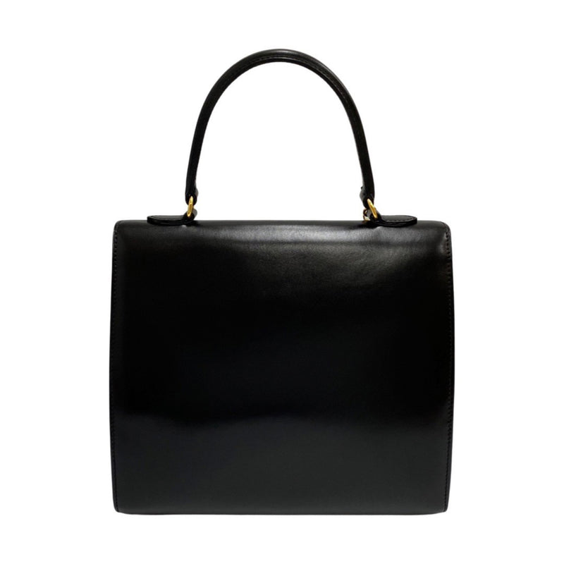 CELINE Vintage Ring Hardware Calf Leather Genuine Handbag Mini Tote Bag Black