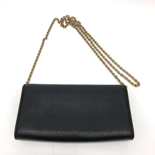 CHRISTIAN DIOR Logo/Crossbody bag chain wallet Shoulder Bag Black GoldHardware