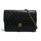 CHANEL Matelasse Push Lock Chain Shoulder Bag Lambskin (Sheepskin) Women's Black