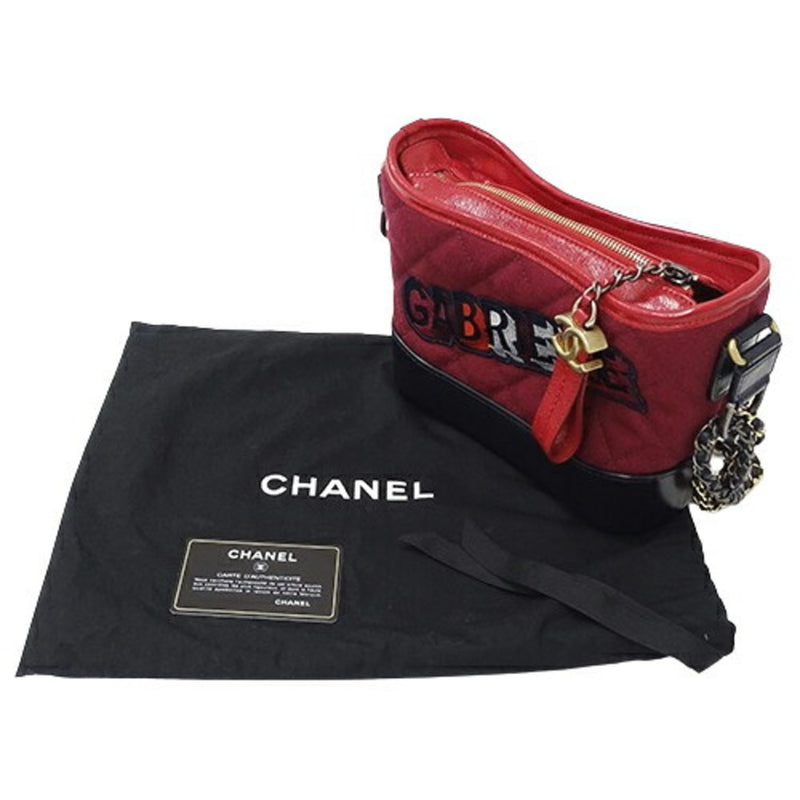 CHANEL Bag Gabrielle de Chanel Women's Shoulder Chain Wool Leather Red Black Compact