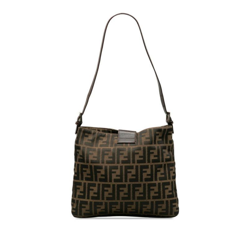 FENDI ZUCCA Mamma Bucket Handbag 26727 Brown Canvas Leather Women's