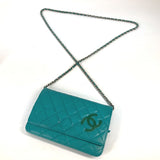 Chanel Crossbody long wallet Chain Wallet Long Wallet Shoulder Bag Green