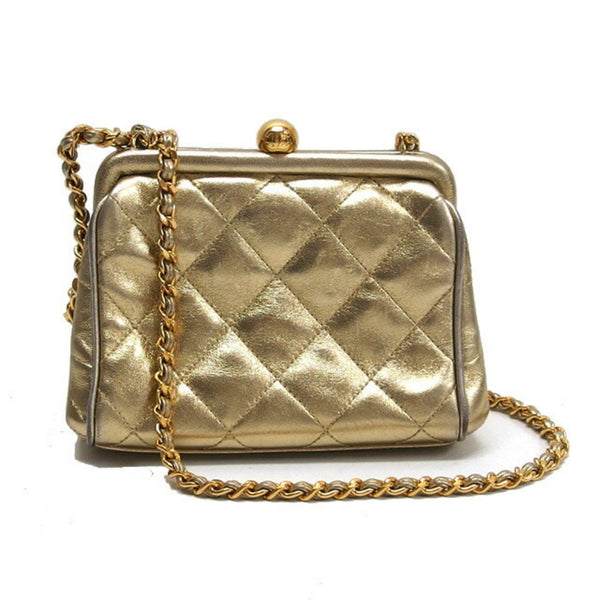 Chanel Matelasse Chain Shoulder Bag Metallic Gold