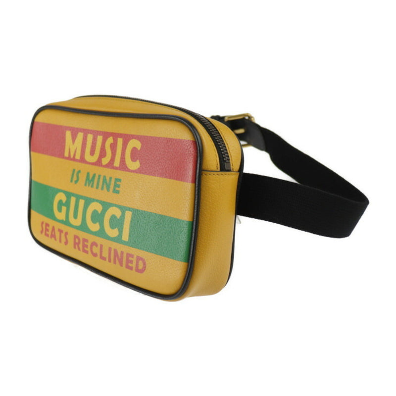 GUCCI Gucci Belt Bag SONY MUSIC Collaboration Waist 602695 Leather Yellow Multicolor Gold Hardware 100th Anniversary Logo Body Pouch Bum