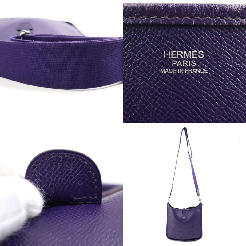 Hermes HERMES Shoulder Bag Evelyn 3 Leather Purple Silver Men's Women's e58831a