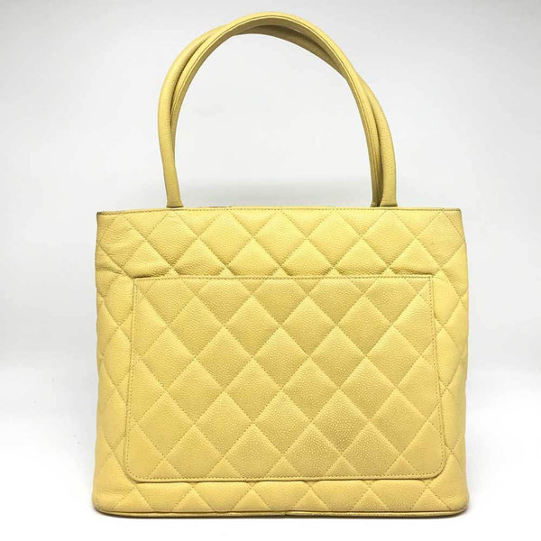 Chanel Reproduction Tote Yellow Handbag CHANEL Coco Mark Caviar Skin