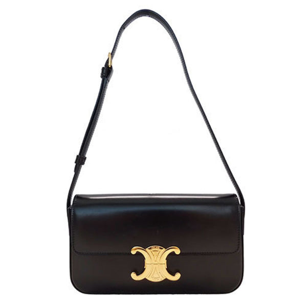 CELINE Women's Shoulder Bag Leather Triomphe Black