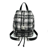 Chanel Backpack Coco Mark Nylon Tweed Pattern Black x White Silver CHANEL