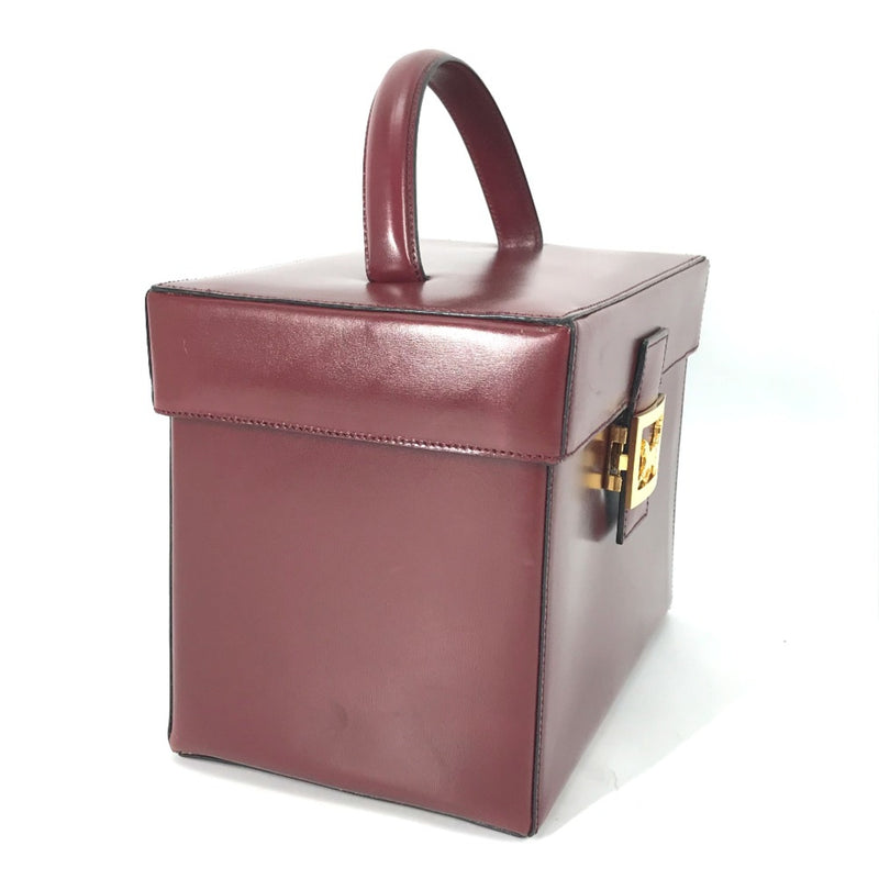 CELINE vintage Box BOX bag with mirror Hand Bag Bordeaux Based