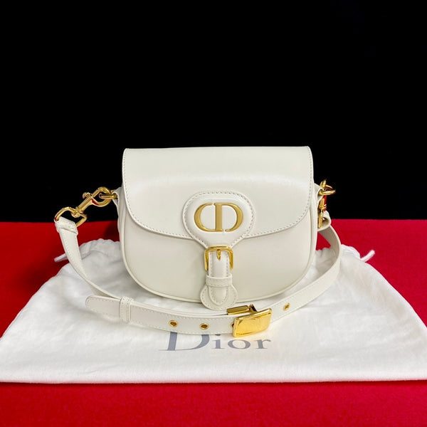 Christian Dior Bobby Small CD Hardware Box Calf Leather Shoulder Bag White 10920