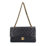 CHANEL Double Flap 25 Matelasse Shoulder Bag Chanel Lambskin Navy Women's