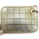 Chanel Clutch Bag Gold Chocolate Bar Leather Lambskin 7th CHANEL Handbag Chain Quilted Ring Women's Lattice