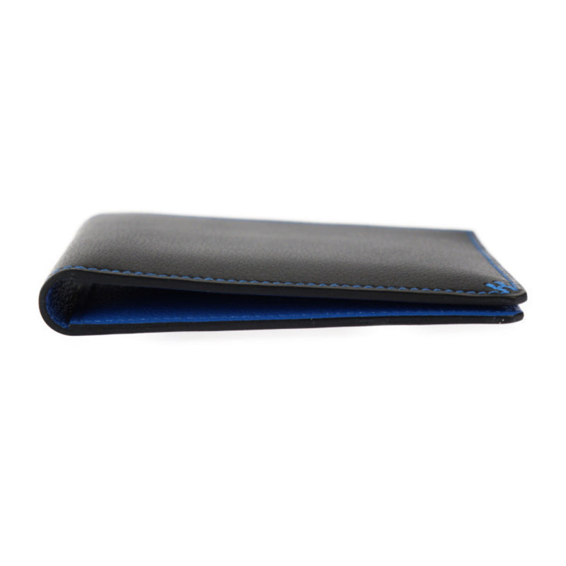 HERMES H Series Horizontal Card Holder Case Evercolor Black Blue Bi-fold B Engraved