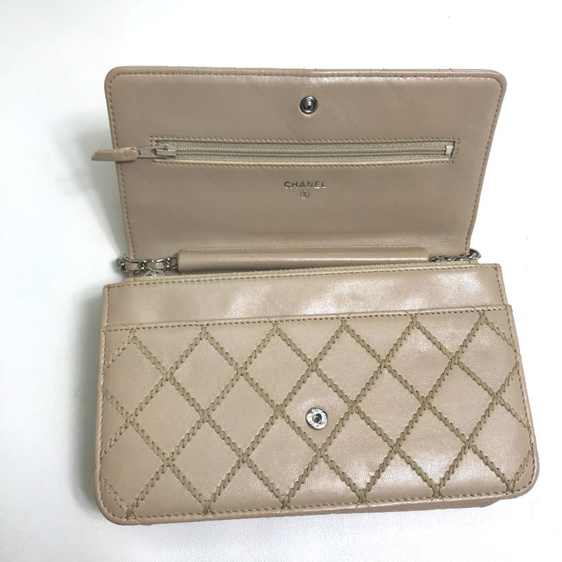 Chanel CC Mark Bag Chain Wallet Shoulder Bag Long Wallet Beige SilverHardware